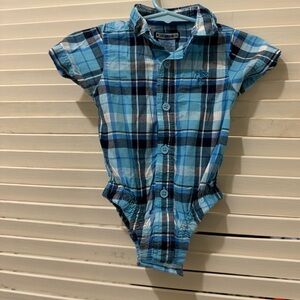 French Toast Blue Plaid Kids Bodysuit